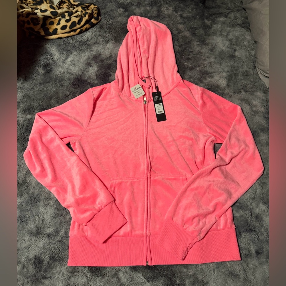 (SET) Fashion Nova Vibrant Pink Zip-Up Hoodie and Pants